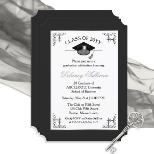 Invitation Élégante Soeur Formal Silver College Graduation Pa