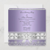 Invitation Élégante Soeur violette Diamant Perle Anniversaire (Dos)