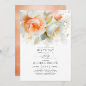 Invitation Élégante Soft Terracotta Floral Boho fête d'annive (Devant / Derrière)