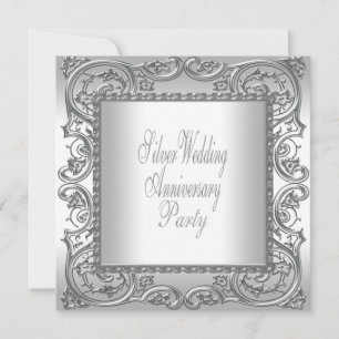 Invitation Élégante Soie blanche 25e anniversaire