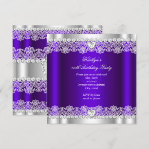 Invitation Élégante Soie en Dentelle de Pourpre Royale pour F