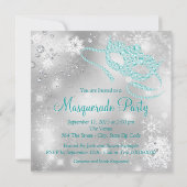 Invitation Elégante Soie et Turquoise Mascarade bleue (Dos)