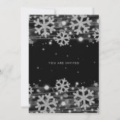 Invitation Élégante Soie Noir d'hiver Glam Noël (Dos)