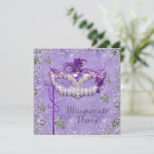 Invitation Élégante Soie violette Masquerade Party (Debout devant)