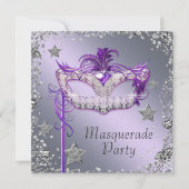 Invitation Élégante Soie violette Masquerade Party (Devant)