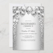 Invitation Élégante Soirée Ballons Argent (Devant)