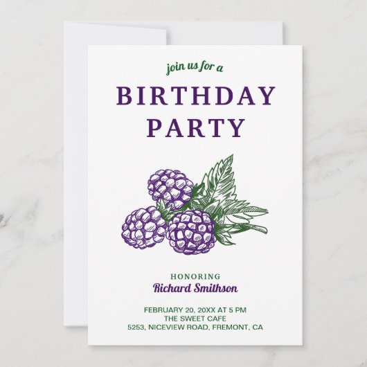 Invitation Elégante Soirée Blackberry (Devant)