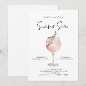 Invitation Élégante Soiree Boissons Cocktail Party Pink (Devant / Derrière)