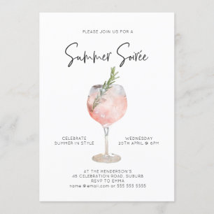 Invitation Élégante Soiree Boissons Cocktail Party Pink