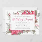 Invitation Elégante Soirée botanique de Noël Rouge Poinsettia (Devant)