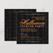 Invitation Élégante soirée Cocktail Halloween en dentelle noi (Devant / Derrière)