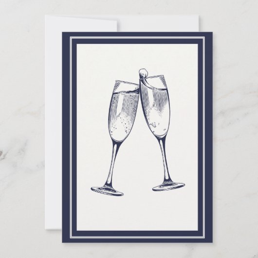 Invitation Élégante Soirée d'adieu blanc foncé Bleu (Dos)