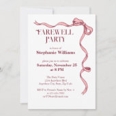 Invitation Élégante Soirée d'adieu des femmes de la Bow rose (Devant)