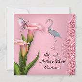 Invitation Elégante Soirée d'anniversaire de Swan Rose Calla (Devant)