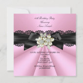 Invitation Elégante Soirée d'Anniversaire Pink Black Pearl (Dos)