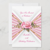 Invitation Élégante Soirée d'Anniversaire Rose Or Blanc (Devant)