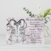 Invitation Élégante soirée de bachelorette rose et gris (Debout devant)