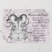 Invitation Élégante soirée de bachelorette rose et gris (Devant / Derrière)