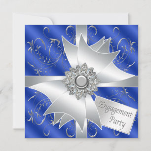 Invitation Élégante soirée de fiançailles bleu marine Royal N