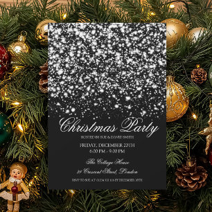 Invitation Élégante Soirée de Noël Argentée Glamour