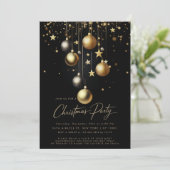 Invitation Élégante Soirée de Noël en or noir (Debout devant)