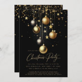 Invitation Élégante Soirée de Noël en or noir (Devant / Derrière)