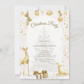 Invitation Élégante Soirée de Noël Or & Blanc (Devant)