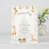 Invitation Élégante Soirée de Noël Or & Blanc (Debout devant)