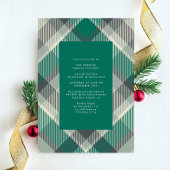 Invitation Élégante Soirée de Noël Vert Plaid