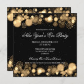 Invitation Élégante Soirée de Nouvel An Gold (Devant / Derrière)