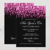 Invitation Élégante Soirée De Nouvel An Tombant Des Étoiles R (Devant / Derrière)