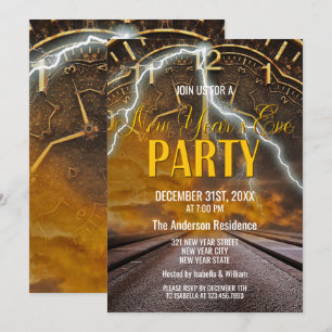 Invitation Élégante soirée de réveillon de l'or Vintage