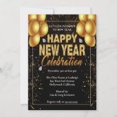 Invitation Élégante soirée de réveillon de Nouvel An des Ball (Devant)