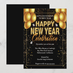 Invitation Élégante soirée de réveillon de Nouvel An des Ball