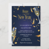 Invitation Élégante soirée de réveillon du Nouvel An bleu fon (Devant)