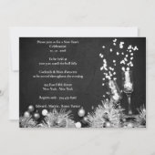 Invitation Élégante soirée de réveillon noire et blanche (Devant)