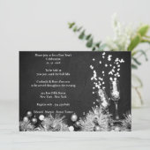 Invitation Élégante soirée de réveillon noire et blanche (Debout devant)