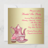 Invitation Élégante Soirée de Thé Rose Or (Dos)