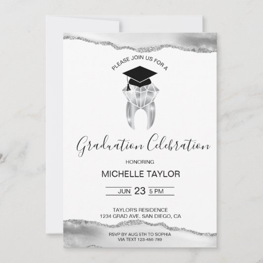 Invitation Élégante Soirée Dentiste Dentaire Moderne (Devant)