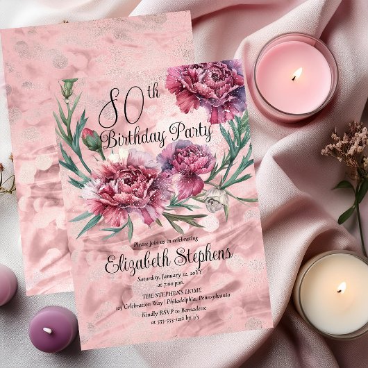 Invitation Elégante Soirée des oeillets roses 80e anniversair