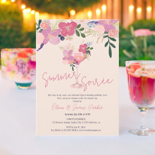 Invitation Élégante Soirée d'Été aux Motifs Floraux de Cockta