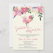 Invitation Élégante Soirée d'Été Florale de Cocktail Dessinée (Devant)