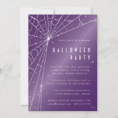 Invitation Élégante Soirée d'Halloween violet araignée Web (Devant)