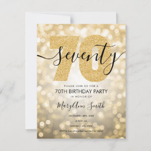 Invitation Élégante Soirée d'or moderne 70e anniversaire