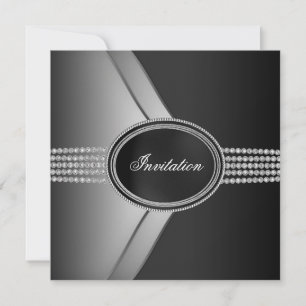Invitation Élégante soirée en noir et diamant