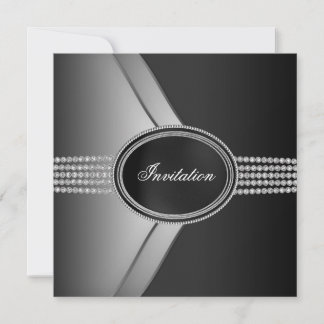 Invitation Élégante soirée en noir et diamant