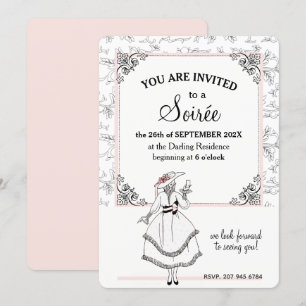 Invitation Élégante soirée florale vintage française rose