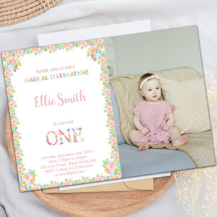 Invitation Élégante Soirée Jardin Rose & Vert pour Filles