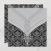 Invitation Élégante soirée noire Damask (Devant / Derrière)