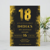 Invitation Élégante Soirée Noire et Or 18ème Anniversaire (Debout devant)